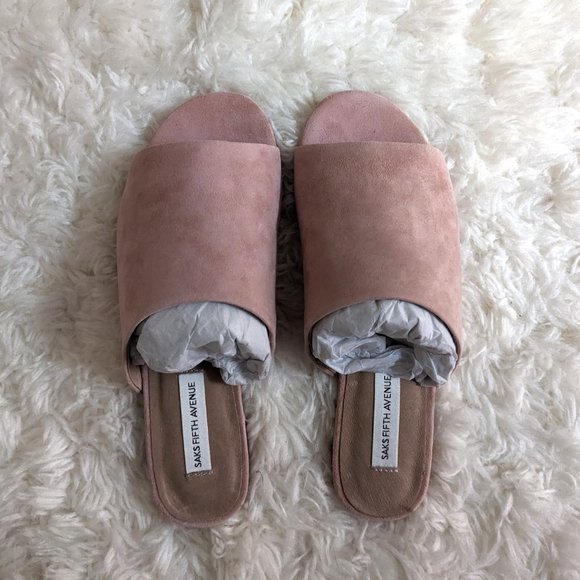 NWT Saks Fifth Avenue Antilles Suede Sandals in Pastel Pink - Picture 2 of 6